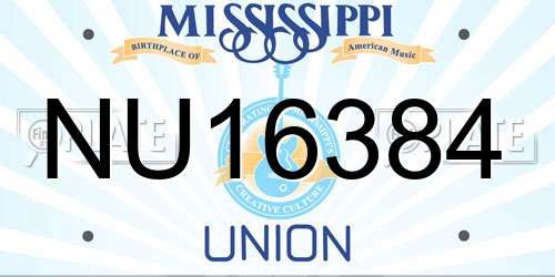 NU16384 Mississippi License Plate