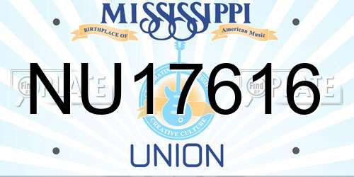 NU17616 Mississippi License Plate