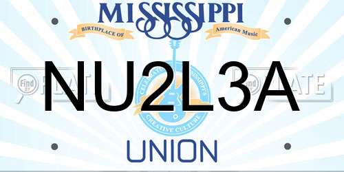 NU2L3A Mississippi License Plate