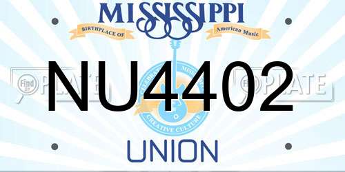 NU4402 Mississippi License Plate
