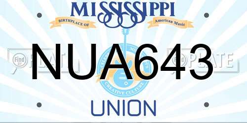 NUA643 Mississippi License Plate