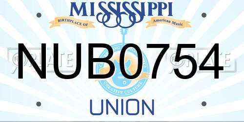 NUB0754 Mississippi License Plate