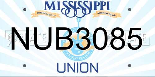 NUB3085 Mississippi License Plate