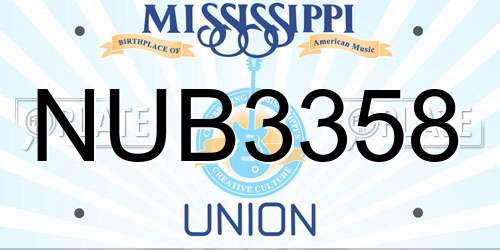 NUB3358 Mississippi License Plate