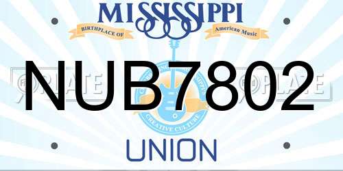 NUB7802 Mississippi License Plate