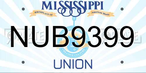 NUB9399 Mississippi License Plate
