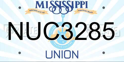 NUC3285 Mississippi License Plate