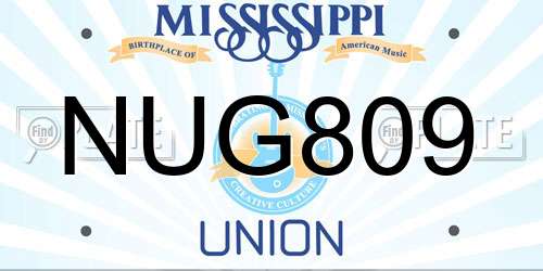 NUG809 Mississippi License Plate