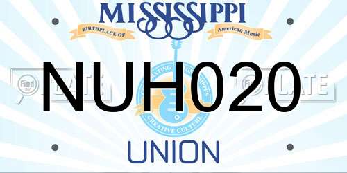 NUH020 Mississippi License Plate