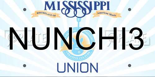 NUNCHI3 Mississippi License Plate