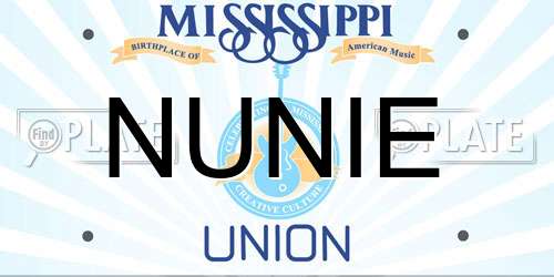 NUNIE Mississippi License Plate