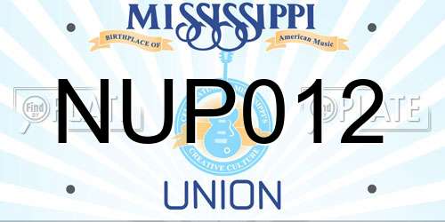 NUP012 Mississippi License Plate