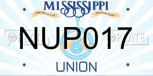 NUP017 Mississippi License Plate