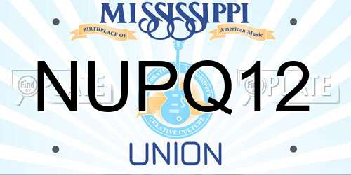 NUPQ12 Mississippi License Plate