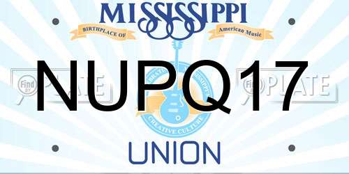 NUPQ17 Mississippi License Plate