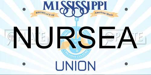 NURSEA Mississippi License Plate
