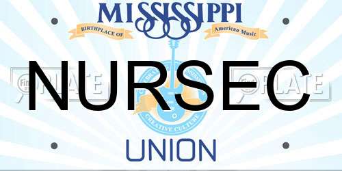 NURSEC Mississippi License Plate
