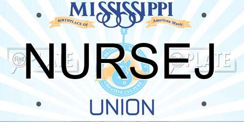 NURSEJ Mississippi License Plate