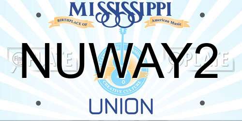 NUWAY2 Mississippi License Plate