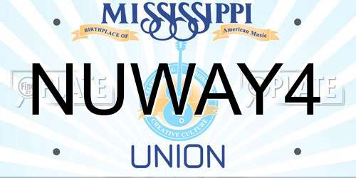 NUWAY4 Mississippi License Plate