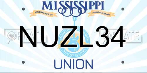 NUZL34 Mississippi License Plate