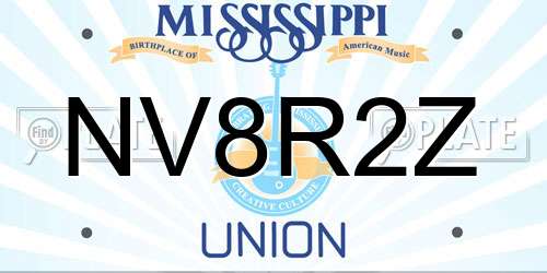 NV8R2Z Mississippi License Plate