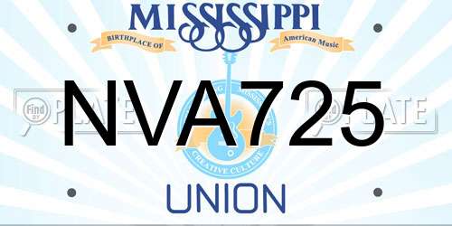 NVA725 Mississippi License Plate