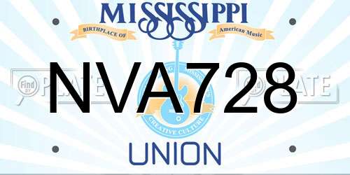 NVA728 Mississippi License Plate