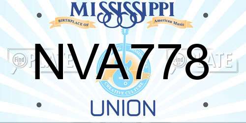 NVA778 Mississippi License Plate