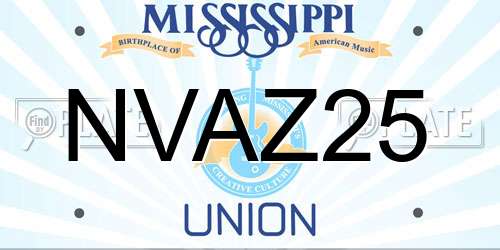 NVAZ25 Mississippi License Plate