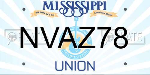 NVAZ78 Mississippi License Plate