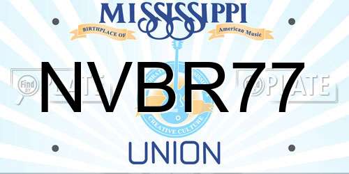 NVBR77 Mississippi License Plate