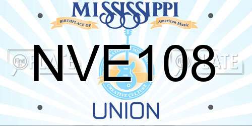 NVE108 Mississippi License Plate