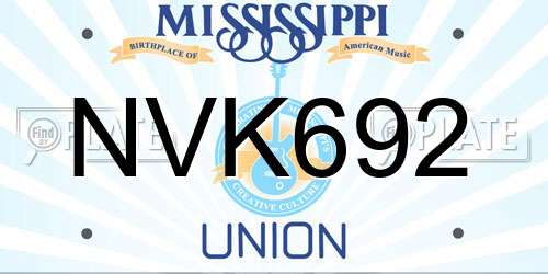 NVK692 Mississippi License Plate