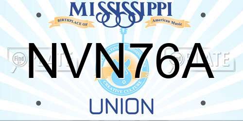 NVN76A Mississippi License Plate