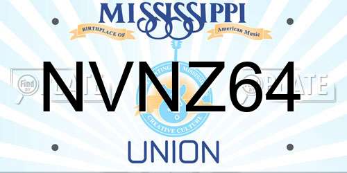 NVNZ64 Mississippi License Plate