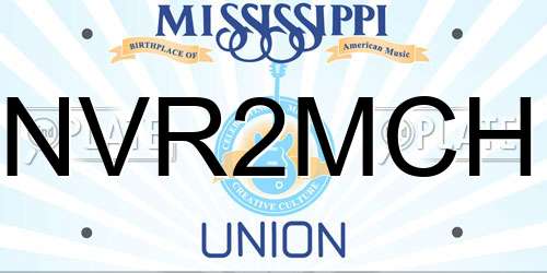 NVR2MCH Mississippi License Plate