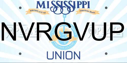 NVRGVUP Mississippi License Plate