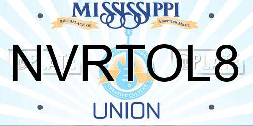 NVRTOL8 Mississippi License Plate