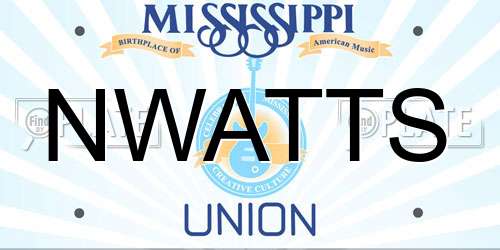 NWATTS Mississippi License Plate