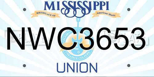NWC3653 Mississippi License Plate