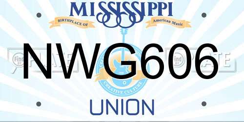NWG606 Mississippi License Plate