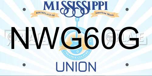 NWG60G Mississippi License Plate
