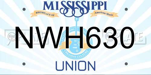 NWH630 Mississippi License Plate