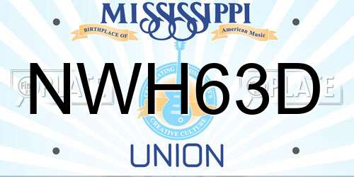 NWH63D Mississippi License Plate