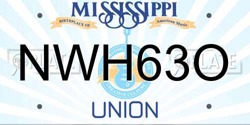 NWH63O Mississippi License Plate