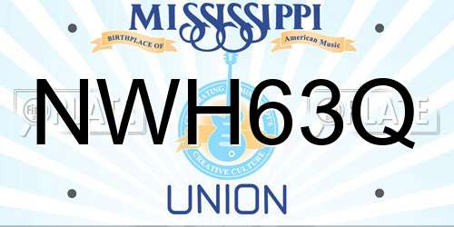 NWH63Q Mississippi License Plate