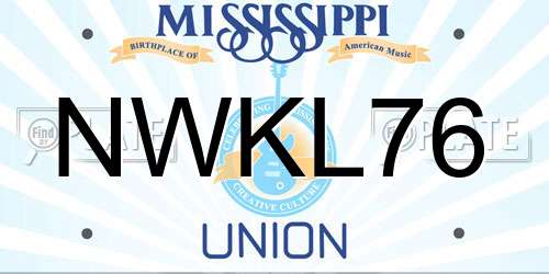 NWKL76 Mississippi License Plate