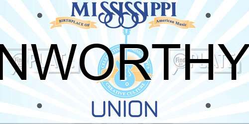 NWORTHY Mississippi License Plate