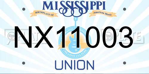 NX11003 Mississippi License Plate